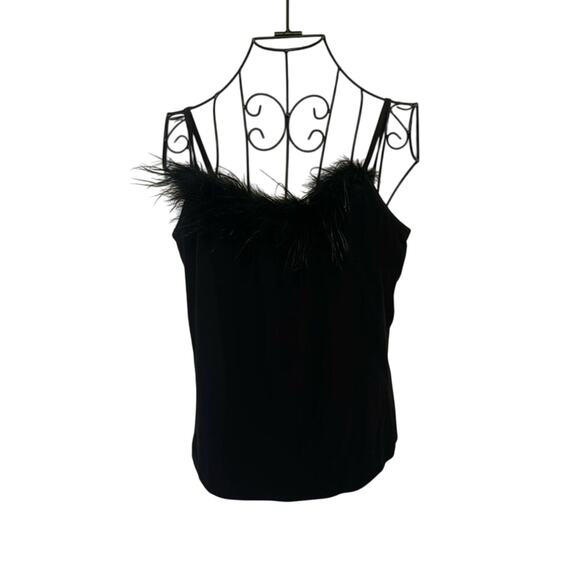 feathered black tank top - Picture 1 of 5